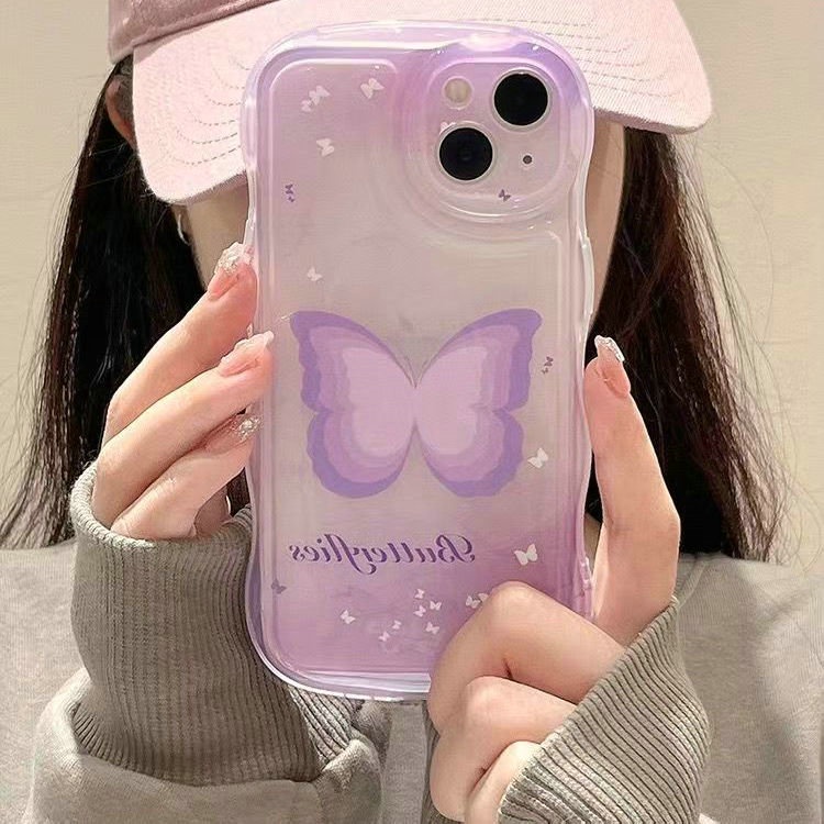 BLD| เคส สำหรับ Vivo Y03 Y18 Y19S Y28 Y28S Y38 Y78 Y100 Y200 V5 V5s V5 Lite V9 V15 V17 Pro V19 V20 V21E V23 V23E V25 V25E V27 V27E V29 V40 Lite V29E V30 V30E V40 Pro การย้อมสีรัศมีนุ่มสีดำม่วง เคสโทรศัพท์ขอบหยักผีเสื้อเคสโทรศัพท์ขอบหยักผีเสื้อ - รูปที่ 2