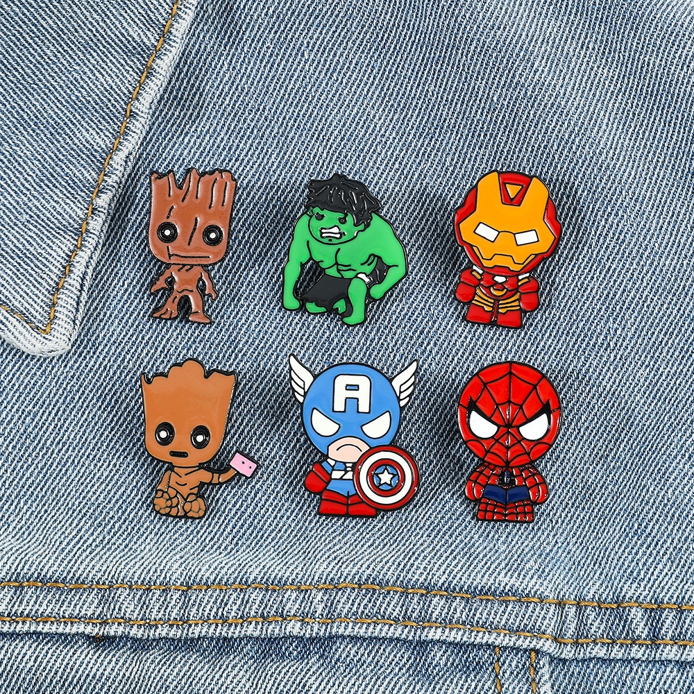 Galaxy Guardians Comic Heroes Periphery Bust Captain Grunt Hulk Spider Man Metal Badge