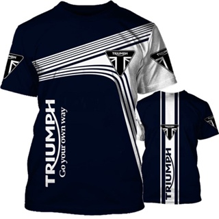 ใหม่ เสื้อยืดแขนสั้น คอกลม พิมพ์ลาย Triumph Motorcycle 3 มิติ โอเวอร์ไซซ์ แฟชั่นฤดูร้อน สําหรับผู้ชาย และผู้หญิง 2023