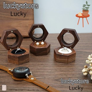 Lucky กล่องเครื่องประดับ กล่องหมั้น ของขวัญแต่งงาน คนรักแหวน กล่องแสดง