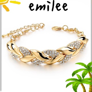 EMILEE สร้อยข้อมือถัก ทอง 18K รูปใบไม้ หรูหรา เครื่องประดับ สําหรับเจ้าสาว งานแต่งงาน