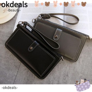 Okdeals กระเป๋าสตางค์ ใบยาว มีซิป ใส่เหรียญได้