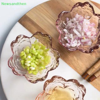 Newsandthen จานแก้ว ขนาดเล็ก สไตล์ญี่ปุ่น ฝังทอง จานซอสแก้ว จานปรุงรส ขนาดเล็ก ดี