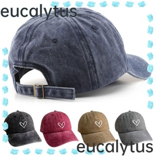 Eucalytus1 หมวกเบสบอล ปักลายหัวใจ สไตล์วินเทจ