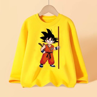 เสื้อยืดแขนยาว พิมพ์ลายการ์ตูน Dragon Ball Goku แฟชั่นสําหรับเด็กผู้ชาย