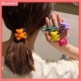 【 Bluelans 】ยางมัดผมหางม้า แบบยืดหยุ่น เนื้อแมตต์ ลายหมี สีแคนดี้ แฟชั่นสําหรับผู้หญิง