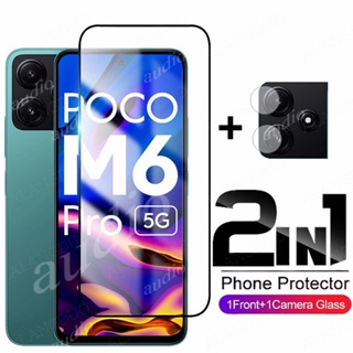 2in1 ฟิล์มกระจกนิรภัยกันรอยหน้าจอ พร้อมตัวป้องกันเลนส์กล้อง สําหรับ Xiaomi Poco M6 Pro 5G Xiaomi Poco M6Pro M 6 6M Pro PocoM6 Pro 5G