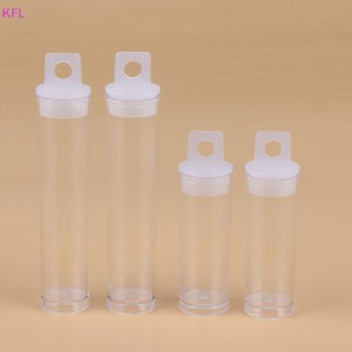 (KFL) กล่องเก็บเครื่องประดับ ทรงกระบอก สีโปร่งใส สําหรับตกแต่งเล็บ 2 ชิ้น