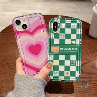 คู่เคสโทรศัพท์โปร่งใสสำหรับ Iphone 11 XR 7Plus 12 13 14 Pro Max 8 Plus X XS หัวใจสีแดง หมี ล้างเปลือกกันกระแทกแบบอ่อน