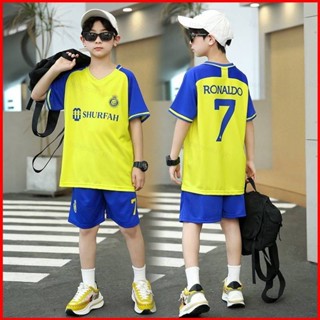 เสื้อกีฬาแขนสั้น ลายทีมชาติฟุตบอล Al Nassr Jersey Home Ronaldo 22 23 ชุดเหย้า สําหรับเด็ก