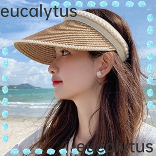 Eucalytus1 หมวกชายหาด ผู้หญิง มุก แบบพกพา หมวกกันแดด