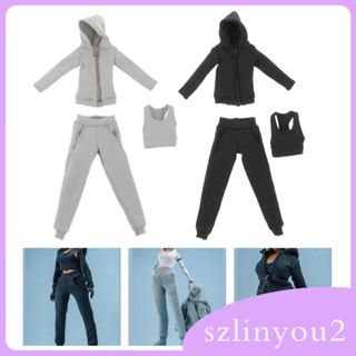 [szlinyou2] ชุดเสื้อฮู้ด และกางเกง 1:12 สําหรับตุ๊กตาฟิกเกอร์ 6 นิ้ว 3 ชิ้น