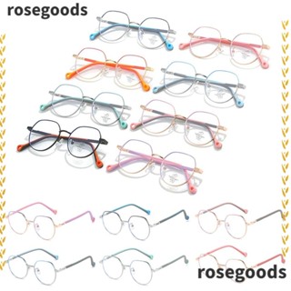 Rosegoods1 แว่นตาโลหะ ป้องกันแสงสีฟ้า ใส่สบาย แบบพกพา สําหรับเด็กผู้ชาย และเด็กผู้หญิง