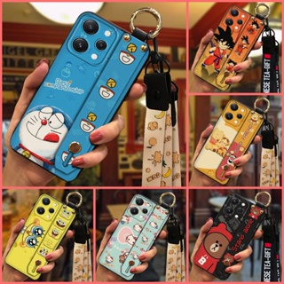 Cartoon Soft case Phone Case For Redmi12 4G Shockproof ring Wristband Lanyard Cute Back Cover Anti-knock Phone Holder protective