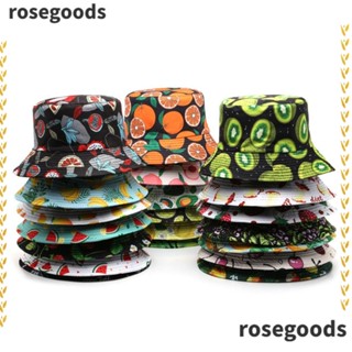 Rosegoods1 หมวกบักเก็ต หมวกชาวประมง ลายผลไม้ กันแดด สําหรับคู่รัก