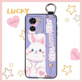 Cute Lanyard Phone Case For MOTO Edge40 ring Wrist Strap Shockproof Fashion Design Kickstand Silicone Phone Holder Back Cover