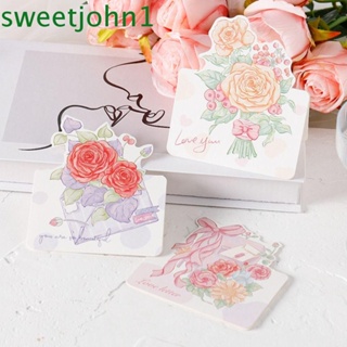 Sweetjohn การ์ดอวยพรเปล่า พับได้ สวยหรู สําหรับตกแต่งวันครู DIY 10 ชิ้น