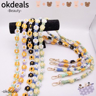 Okdeals สายโซ่คล้องโทรศัพท์มือถือ ผ้าฝ้ายถัก ลายดอกไม้ แฮนด์เมด หลากสี