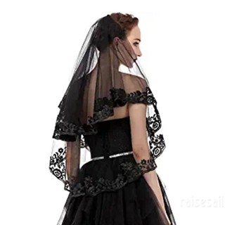 Rsa- ผ้าคลุมหน้าเจ้าสาว ฮาโลวีน ปักลูกไม้ ดอกไม้ ยาว Tulle เครื่องแต่งกาย สําหรับงานแต่งงาน คอสเพลย์ ปาร์ตี้