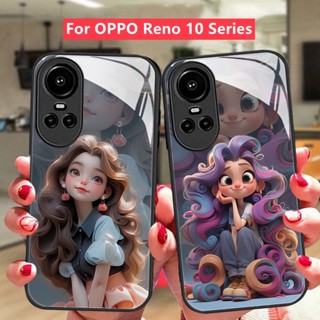 เคส OPPO Reno 10 Pro เคส OPPO Reno10 Reno 8T 8Z 7Z Pro Plus 5G เคส เคสโทรศัพท์ เคสโทรศัพท์มือถือแบบแก้ว กันกระแทก กันรอยเลนส์กล้อง ลายเจ้าหญิงรันอเวย์น่ารัก หรูหรา สําหรับ