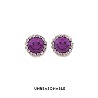 ต่างหู Smiley สีม่วง ต่างหูคลิป ต่างหูก้านเงินแท้ น้ำหนักเบา Unreasonable Accessories UA0885-01