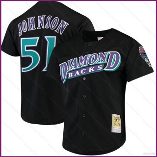 เสื้อกีฬาเบสบอล แขนสั้น ลายทีม NP2 MLB Diamondbacks No.51 Johnson PN2 สไตล์คลาสสิก สําหรับผู้ชาย และผู้หญิง