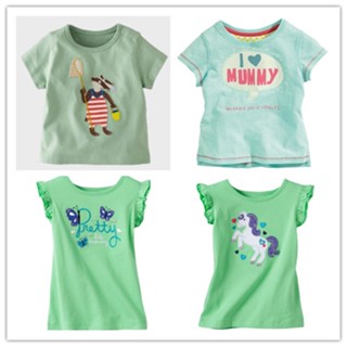 Cute Baby Girls Short Sleeve green Cotton Top T-shirts Clearance sale