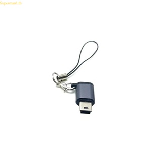 อะแดปเตอร์แปลง Type-C ตัวเมีย เป็น Mini USB ตัวผู้ พร้อมสายคล้อง รองรับการถ่ายโอนข้อมูล