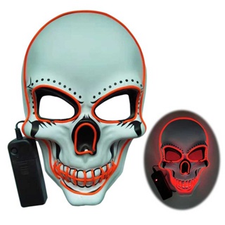 Halloween LED Mask Skeleton Glow Scary Skull Mask Light Up Masks Cosplay Costume