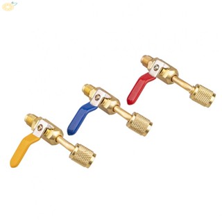 【VARSTR】Yellow Straight Ball Valves for HVAC AC Charging Hose Brass Material 68mm Length