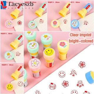 Lacyeszb แสตมป์พลาสติก ทรงกลม ลายการ์ตูน แบบพกพา DIY สําหรับเด็กนักเรียน