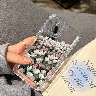 เคส สําหรับ iPhone 11 13 14 12 Pro Max 7 8 SE Plus XR X XS เคสไอโฟน ดอกไม้ เคสโทรศัพท์มือถือ ดอกทิวลิป Case เคสโทรศัพท์