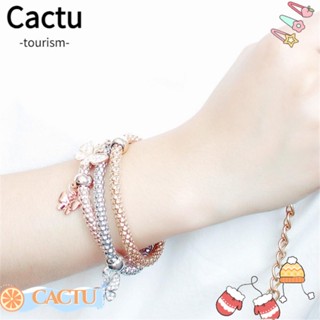 Cactu สร้อยข้อมือแฟชั่น จี้รูปผีเสื้อ หัวใจ หลายชั้น 3 ชิ้น/ชุด