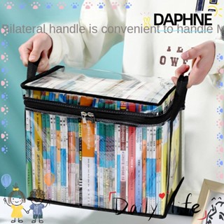 Daphne กระเป๋าเก็บหนังสือ แบบใส มีซิป กันฝุ่น วางซ้อนกันได้ สําหรับนักเรียน