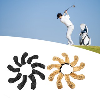 Zhongcheng Tec 9PCS Golf Club Head Cover PU กันน้ำสองด้านเย็บปักถักร้อยป้องกัน สำหรับการฝึกอบรม