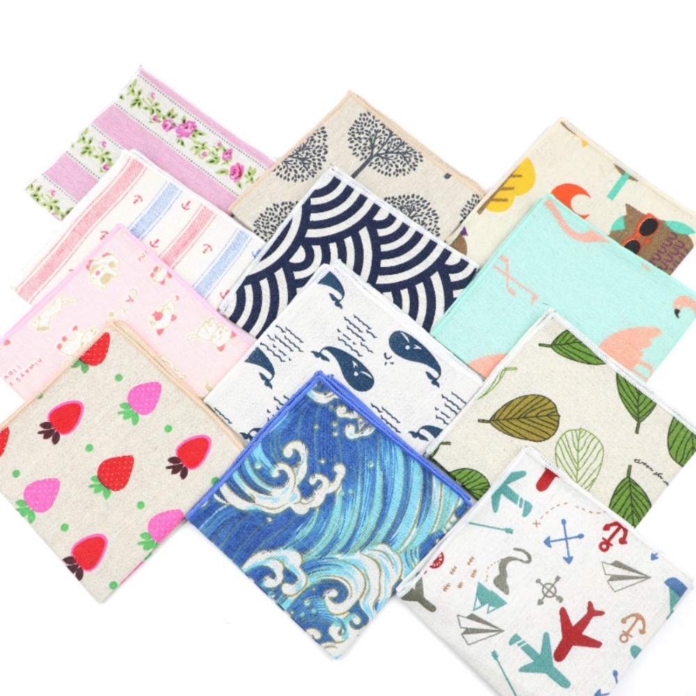 Zonfaz Mens น ่ ารักผ ้ าเช ็ ดหน ้ าการ ์ ตูนแฟชั ่ นผ ้ าลินินกระเป ๋ าสแควร ์ แมวหมีตลก Hanky ชุดกระเป ๋ าอุปกรณ ์ เสริมผ ้ าเช ็ ดตัวหน ้ าอก
