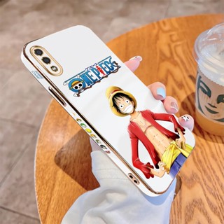 เคสโทรศัพท์มือถือ แบบนิ่ม ลายการ์ตูนลูฟี่ ขอบสี่เหลี่ยม หรูหรา สําหรับ Samsung Galaxy A01 A11 M11 A21S A31 A51 A71 4G 5G