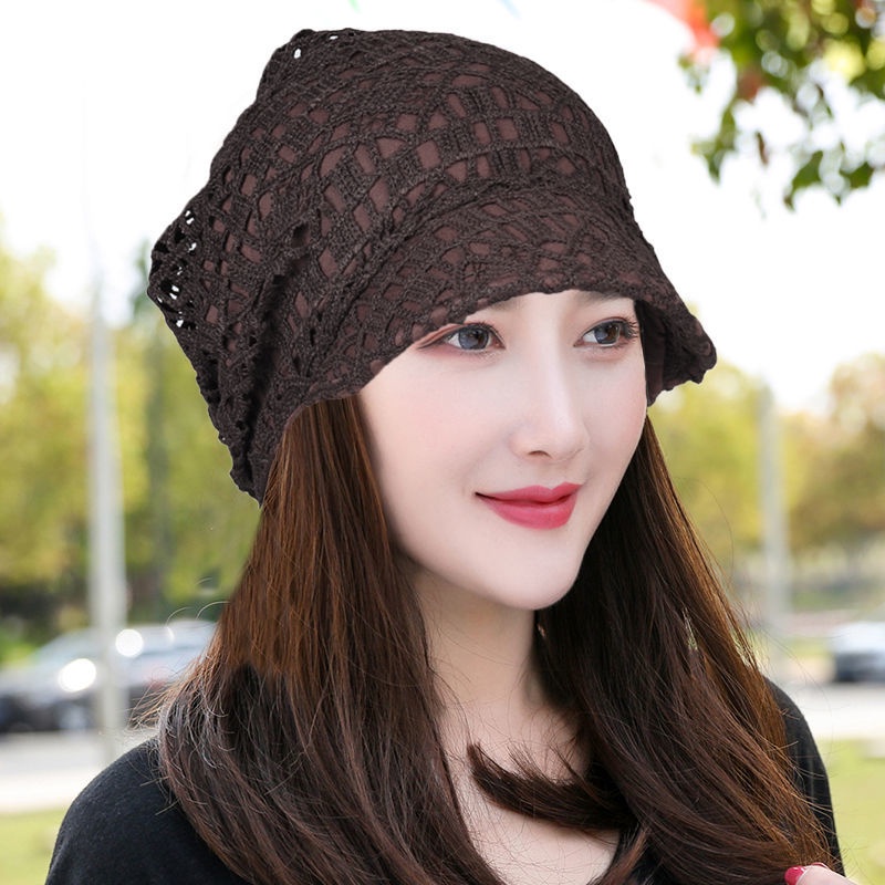 ฤดูใบไม้ผลิฤดูร้อน Double-Layer Hollow ดอกไม้ Soft-Brimed Peaked หมวกฤดูใบไม้ผลิฤดูใบไม้ร่วงหัวใหญ่เส้นรอบวง Pield HEAD หมวกหัวล้านฝาครอบผมสีขาวหมวกผู้หญิง ราคา ถูกที่สุด ดีลบีเคเค แกลเลอรีภาพที่ 3