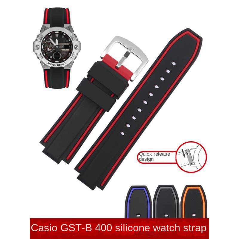 สายนาฬิกาข้อมือ สายยางซิลิโคน ลายหัวใจ สําหรับผู้ชาย Casio GST-B400 B200 ECB-10PB