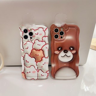 เคสโทรศัพท์มือถือ TPU แบบฝาพับ กันกระแทก ลายหมีบราวน์ 3D สําหรับ Apple IPhone 14 Pro Max 13 Pro Max 12 Pro Max 11 Pro Max