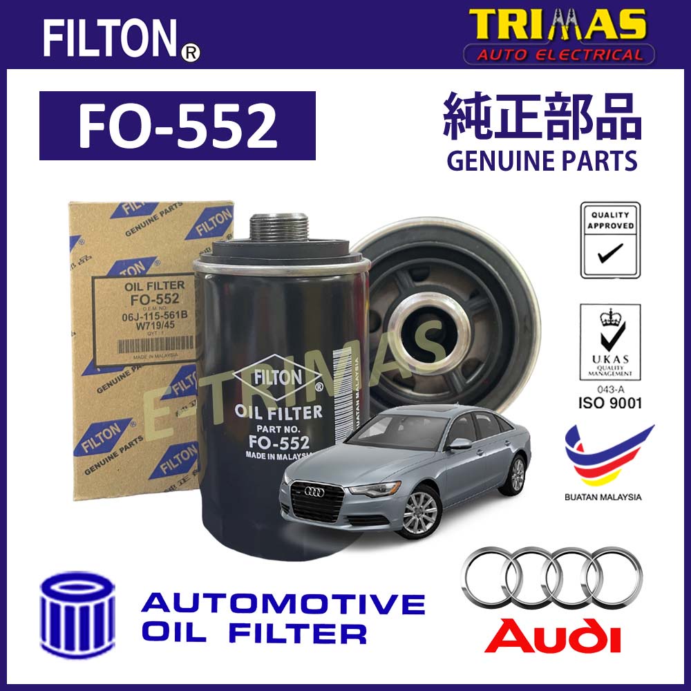 กรองน้ํามันเครื่อง FILTON Audi A6 C7 4G2 4GC 4G5 4GD เครื่องยนต์ EA888 Penapis Minyak Hitam Enjin 06