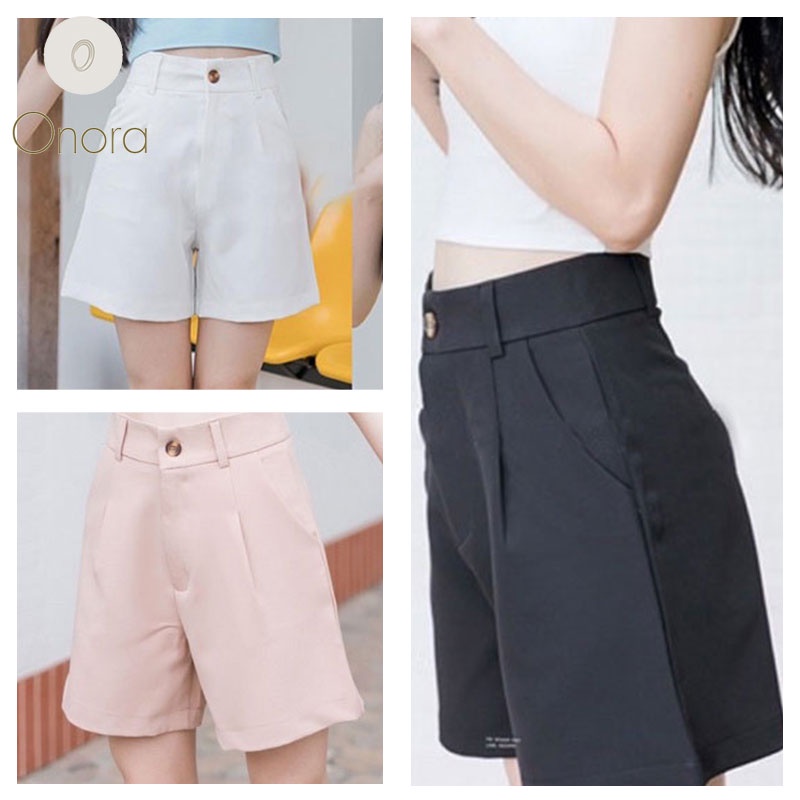 เก๋ไก๋และเซ็กซี่ มีกระเป๋าข้าง เนื้อผ้าวูลเวฟ ผ้ายืด ใส่สบาย กางเกงขาสั้นลำลองใส่สบาย กางเกง