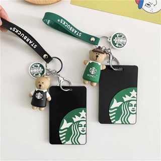 Starbucks เคสพวงกุญแจ รูปตุ๊กตาหมีน้อยน่ารัก สําหรับใส่บัตรอาหารนักเรียน