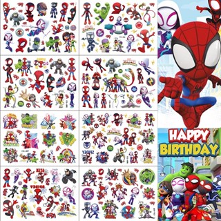 สติกเกอร์รอยสัก ลายการ์ตูน Spider Man และ His Wonderful Friends Spider ขนาด 10.5x15.5 ซม. สําหรับตกแต่งปาร์ตี้วันเกิด