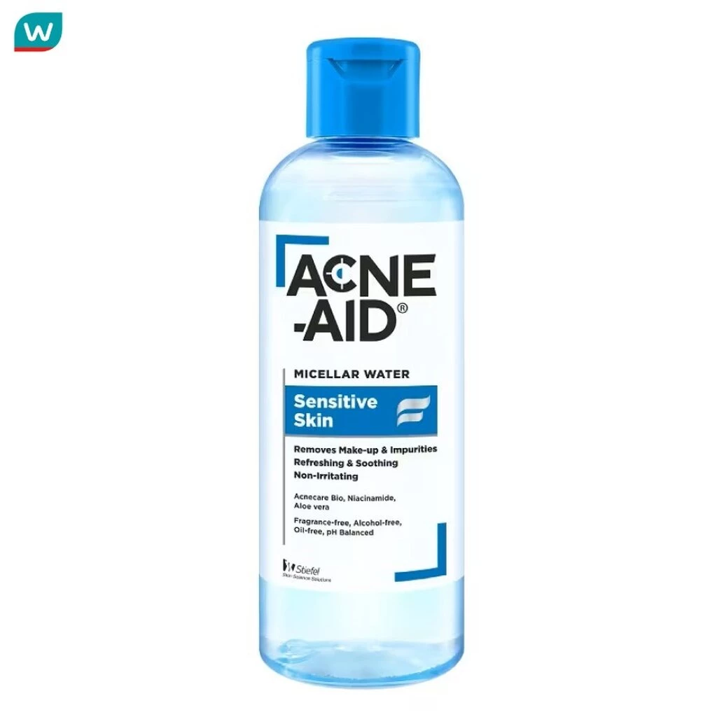 Acne Aid แอคเน่-เอด ไมเซล่า วอเตอร์ เซนซิทีฟ สกิน 235 มล. หรับผิวแพ้ง่าย เป็นสิวง่าย