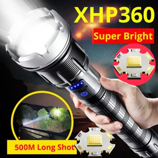 ไฟฉาย LED XHP360 COB พลังงานสูง กันน้ํา ซูมได้ไกล สําหรับกลางแจ้ง