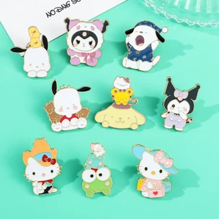 น่ารักการ์ตูน Sanrio เคลือบ Pins อะนิเมะ Kuromi Mymelody HelloKitty เข็มกลัดปกป้ายอุปกรณ์เสริมของขวัญสําหรับเพื่อน