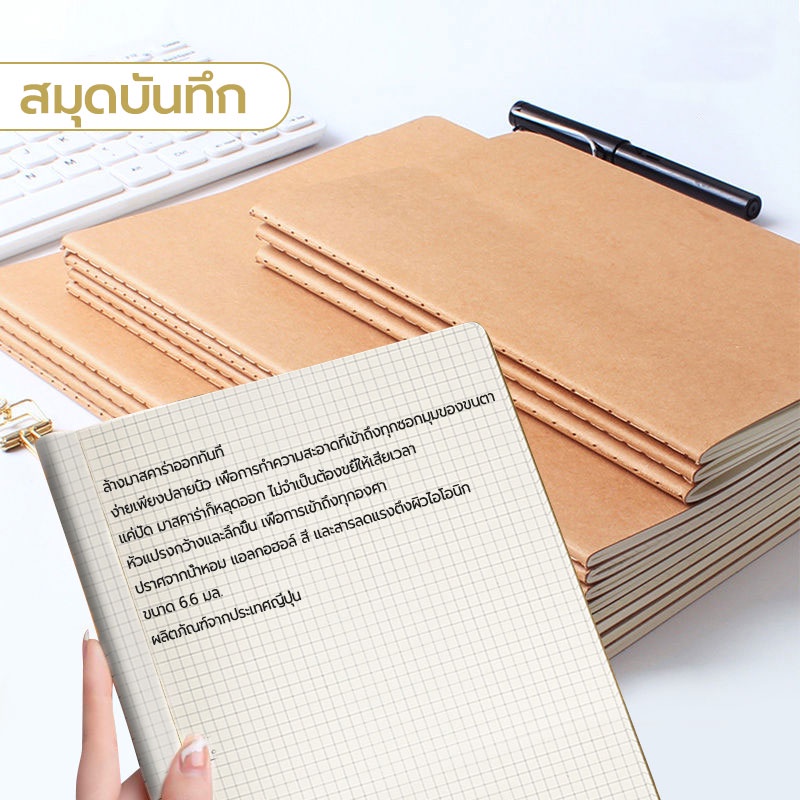 สมุดฉีก กระดาษโน๊ต  สมุดพกพา กระดาษจด สมุดเล่มเล็ก กระดาษคราฟท์โน๊ตบุ๊ค Grid Blank