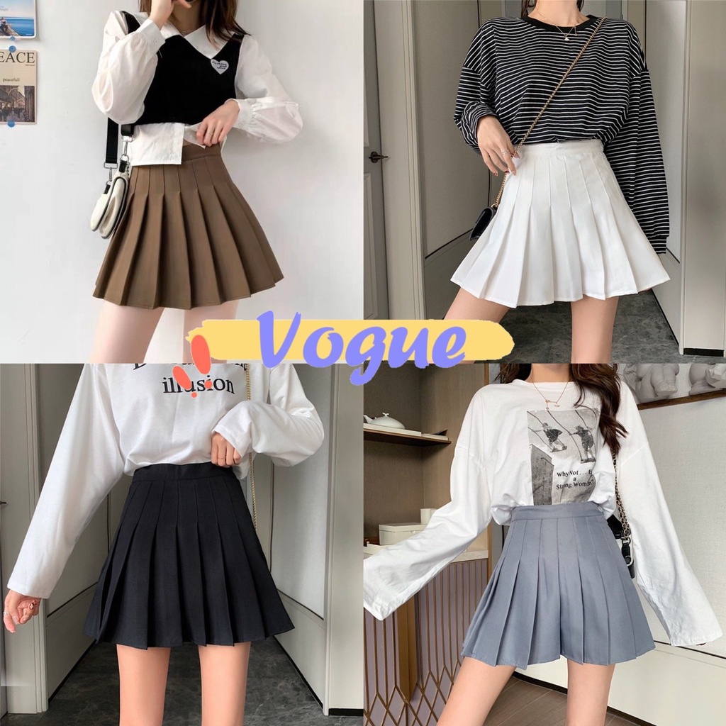 Vogue พร้อมส่ง  กระโปรงทรงนักเรียนญี่ปุ่น มีซับในผ้าบางๆ คิ้วท์ๆใส่สบาย (8588) -NZ