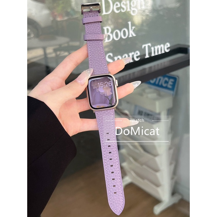 สายหนังลิ้นจี่ iWatch สําหรับ iWatch Ultra S8 S7 S6 S5 SE S4 สร้อยข้อมือวง iWatch iwatch Band